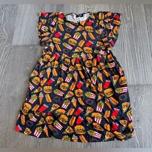 Exotica Fast Food Print Burger Fries Short Sleeve Pocket Dress Size XS